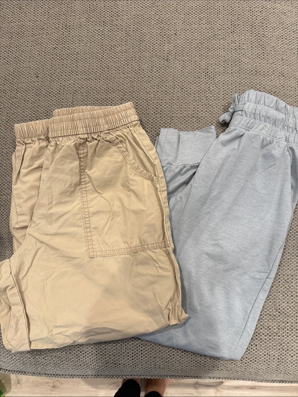 2 pack girls baggy pants- gap kids and target, tan and grey